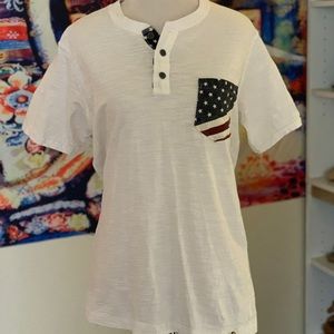 Men’s White Henley T